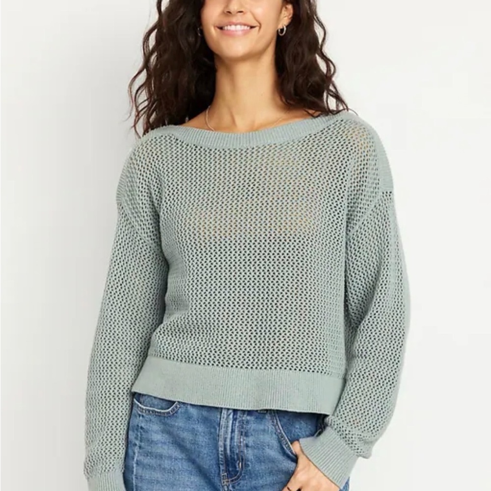 Old Navy EUC Size XL Boat Neck Open Stitch Sweater in Cozy Cashmere color